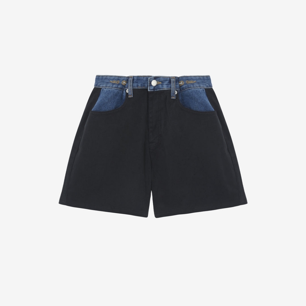 The Frankie Shop Hayla Contrast Denim Shorts - Picture 9 of 15